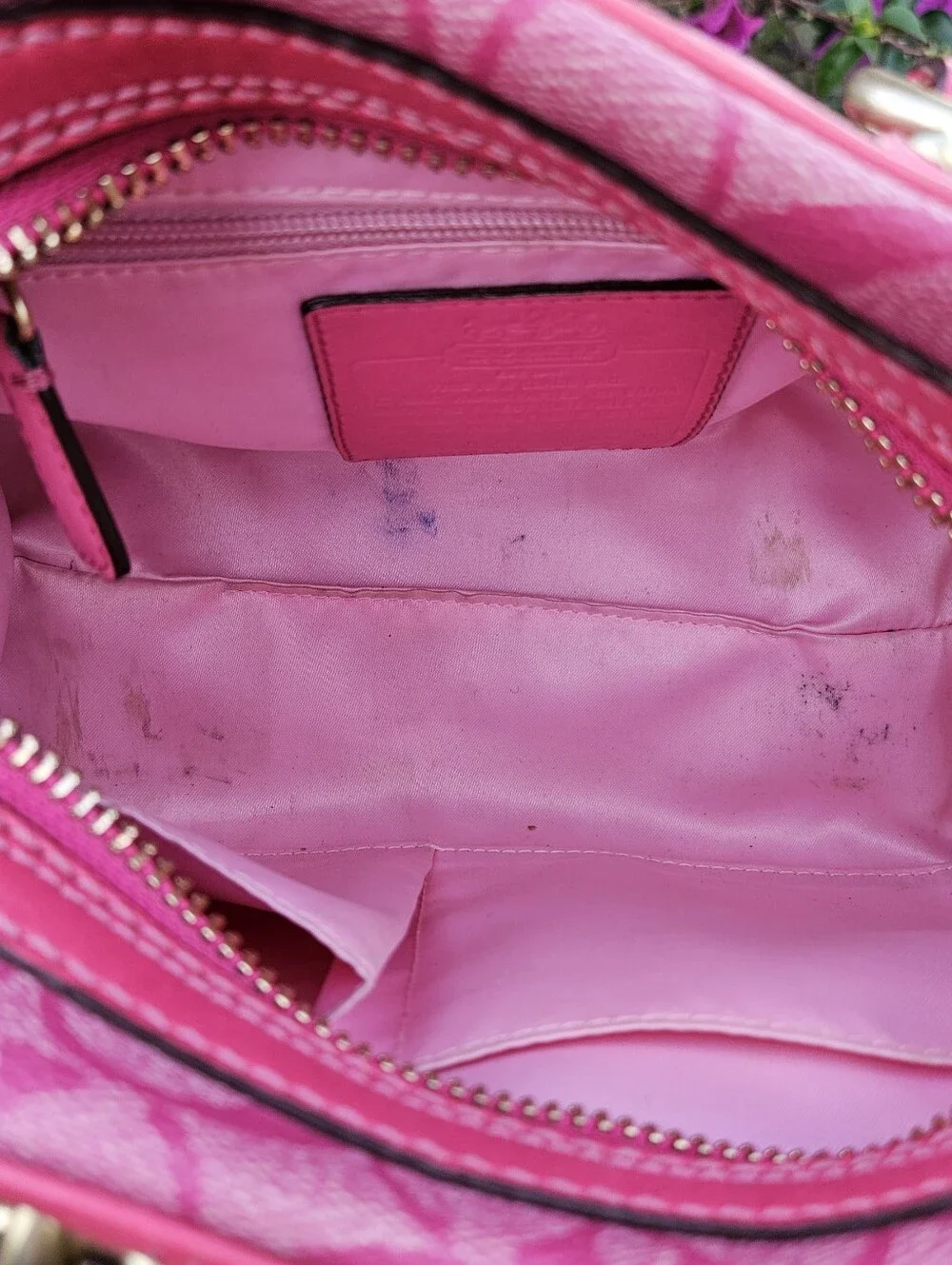 Coach Y2K Signature Hertitage Stripe Small Domed Satchel Hot Pink 13194